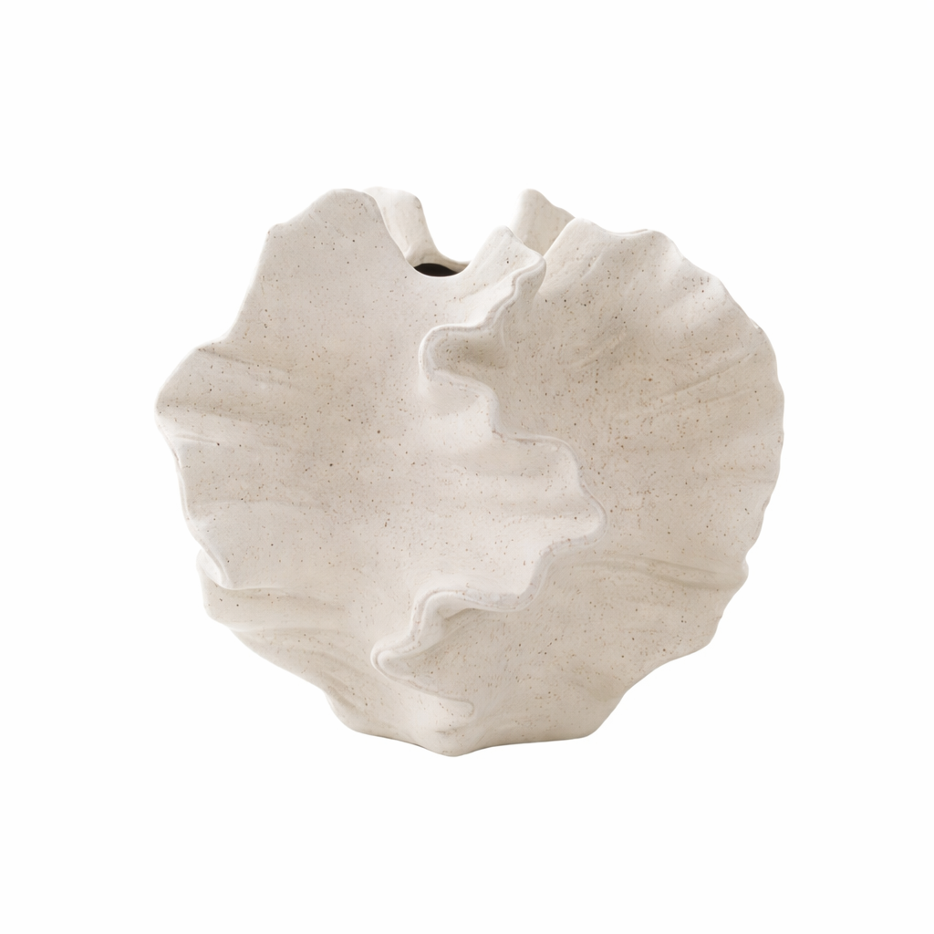 Keramikvas med Mjuk, Vågig Form - Naturvit