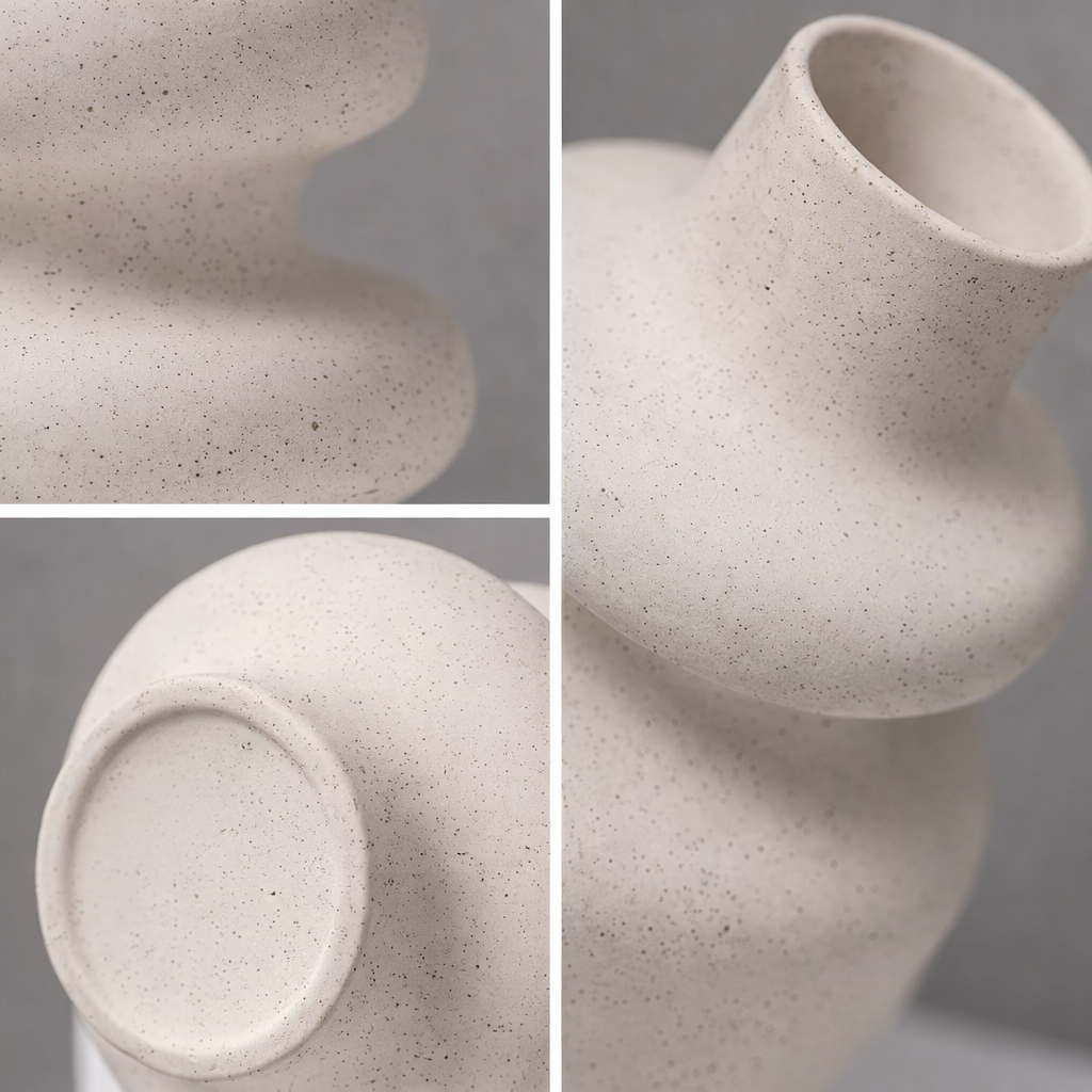 Tredelad Skulpturvas i keramik - Naturvit